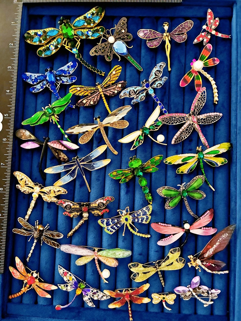 Lot of 30 Dragonfly Brooch Pins Rhinestone Crystal Enamel Insect Jewelry